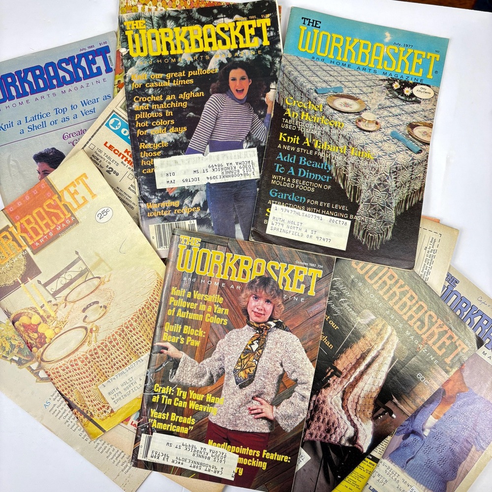 1980s Workbasket‎ Magazine Lot of 5 Vintage Ephemera Crochet Knitting Patterns